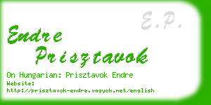 endre prisztavok business card